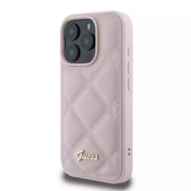 Guess Quilted Metal Logo iPhone 16 Pro Case - Pink 8