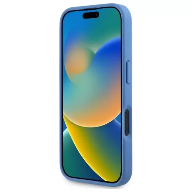 Guess Hardcase Leather 4G Triangle Strass MagSafe Case for iPhone 16 - Blue 11