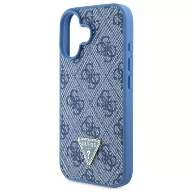 Guess Hardcase Leather 4G Triangle Strass MagSafe Case for iPhone 16 - Blue 14