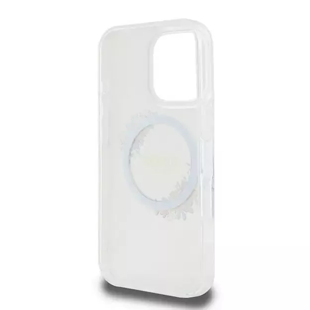 Guess IML Flowers Wreath MagSafe iPhone 16 Pro Case - Clear 13