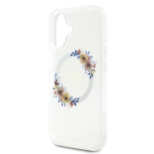Guess IML Flowers Wreath MagSafe iPhone 16 Case - Clear 4