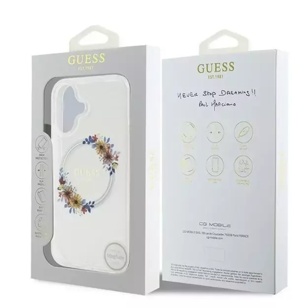 Guess IML Flowers Wreath MagSafe iPhone 16 Case - Clear 3