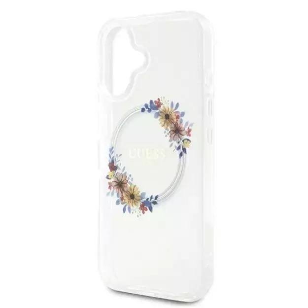 Guess IML Flowers Wreath MagSafe iPhone 16 Case - Clear 1