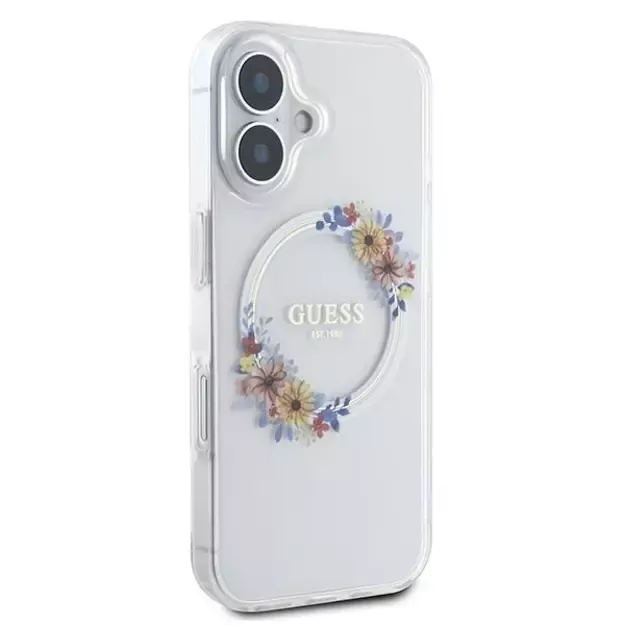 Guess IML Flowers Wreath MagSafe iPhone 16 Case - Clear 13