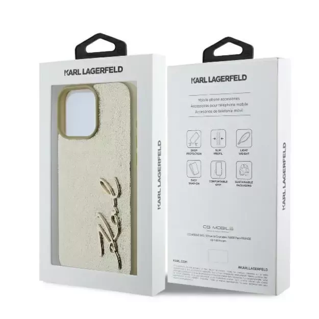 Karl Lagerfeld Metal Signature iPhone 16 Pro Case - Gold 14