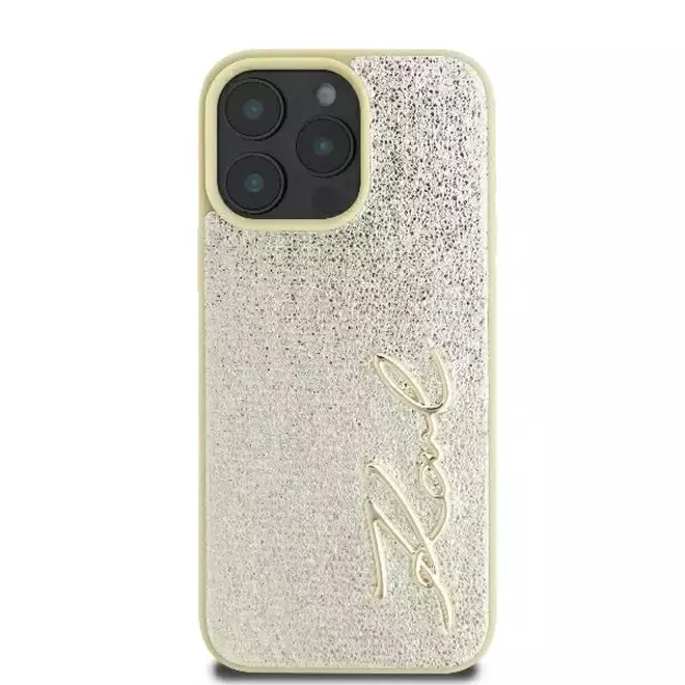 Karl Lagerfeld Metal Signature iPhone 16 Pro Case - Gold 9