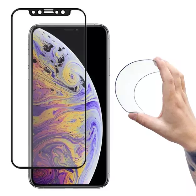 Wozinsky Full Cover Flexi Nano Glass Film Tempered Glass with Frame iPhone 12 Mini Black