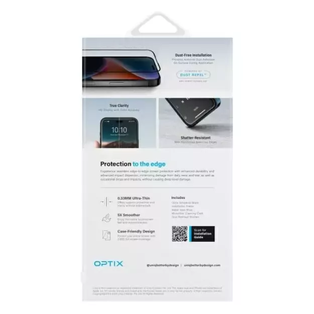 Uniq Optix Vivid tempered glass with applicator for iPhone 16 Pro 4