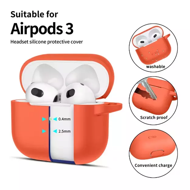 Tech-Protect Silicone Hook Case for Apple AirPods 3 - Orange 7