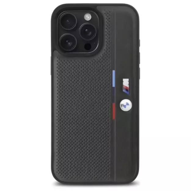 BMW M Perforated Tricolor Detail Line iPhone 16 Pro Case - Dark Gray 9