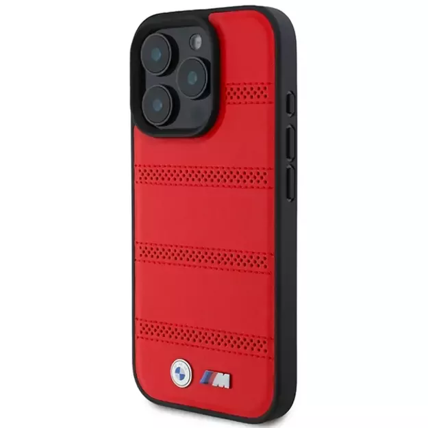BMW M Perforated And Stitched Line MagSafe case for iPhone 16 Pro - red 1