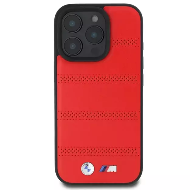 BMW M Perforated And Stitched Line MagSafe case for iPhone 16 Pro - red 2