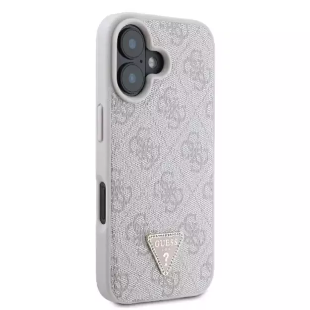 Guess Leather Metal Logo Strass Crossbody Case for iPhone 16 - Pink 13
