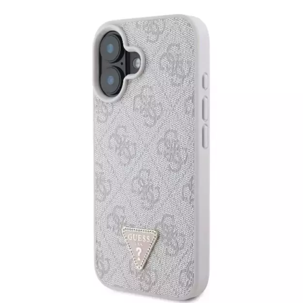 Guess Leather Metal Logo Strass Crossbody Case for iPhone 16 - Pink 11