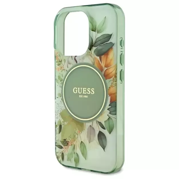 Guess IML Flower &amp  Tonal Circle MagSafe case for iPhone 16 Pro - green 10