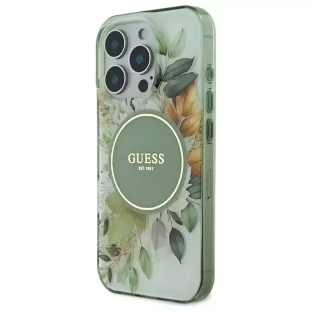 Guess IML Flower &amp  Tonal Circle MagSafe case for iPhone 16 Pro - green 7