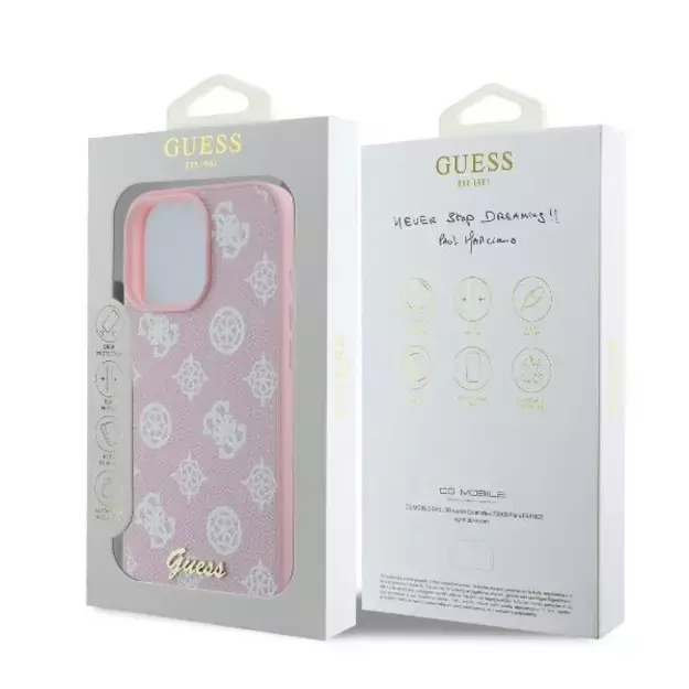 Guess Peony Script Logo MagSafe iPhone 16 Pro Case - Pink 14