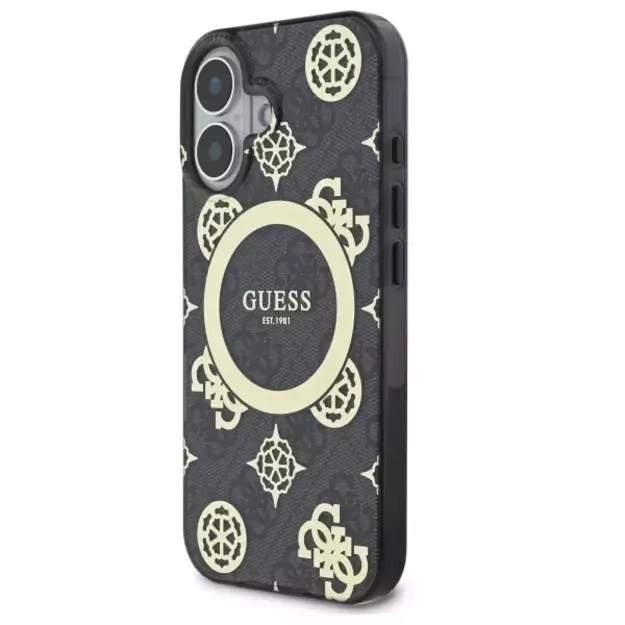 Guess IML Peony On 4G Background MagSafe case for iPhone 16 - black 1