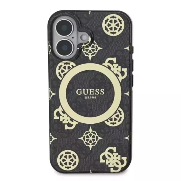 Guess IML Peony On 4G Background MagSafe case for iPhone 16 - black 2
