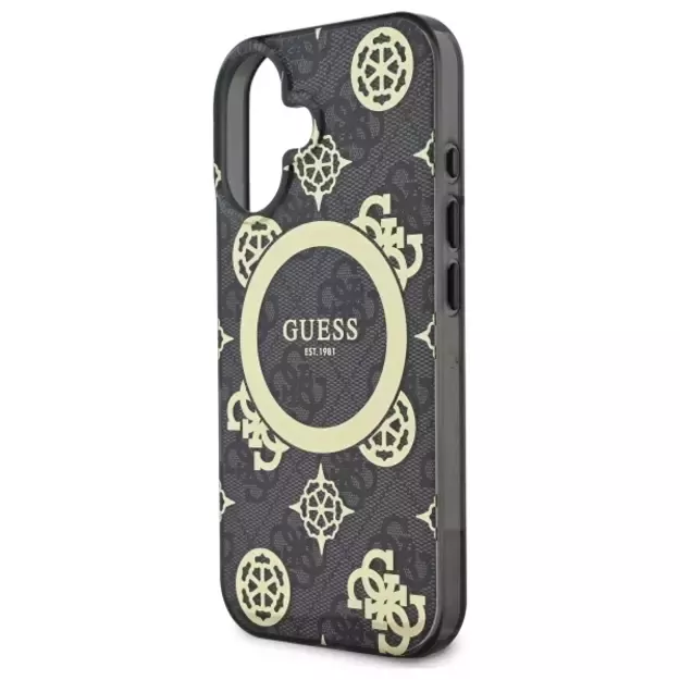 Guess IML Peony On 4G Background MagSafe case for iPhone 16 - black 5