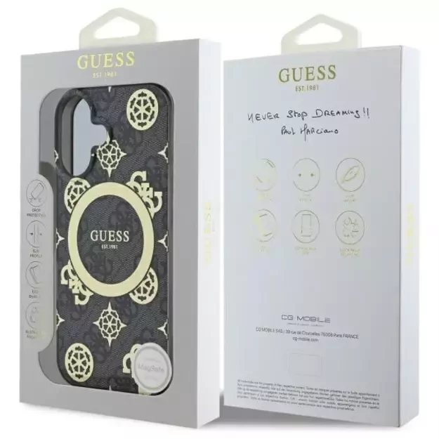Guess IML Peony On 4G Background MagSafe case for iPhone 16 - black 7