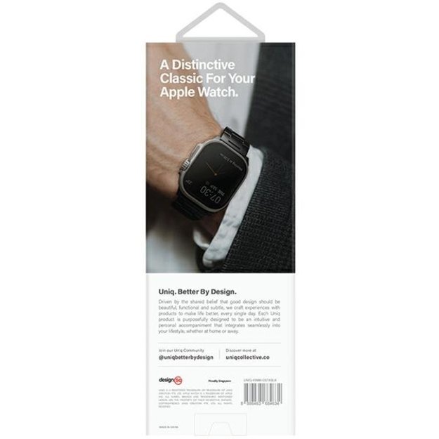 Uniq Osta Stainless Steel Strap for Apple Watch 1/2/3/4/5/6/7/8/SE/SE2/Ultra 42/44/45/49mm - Black 5