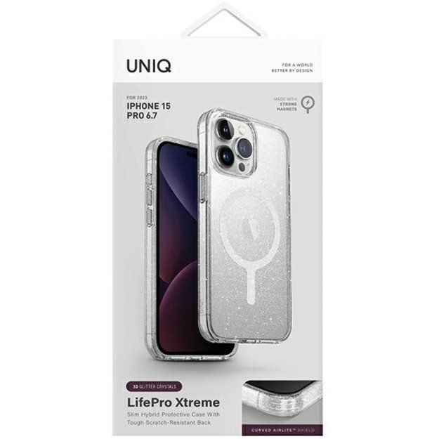 Uniq LifePro Xtreme Magclick Charging Case for iPhone 15 Pro Max - Transparent Silver 1