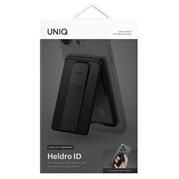 Uniq Heldro ID magnetic wallet with support and band - black 9
