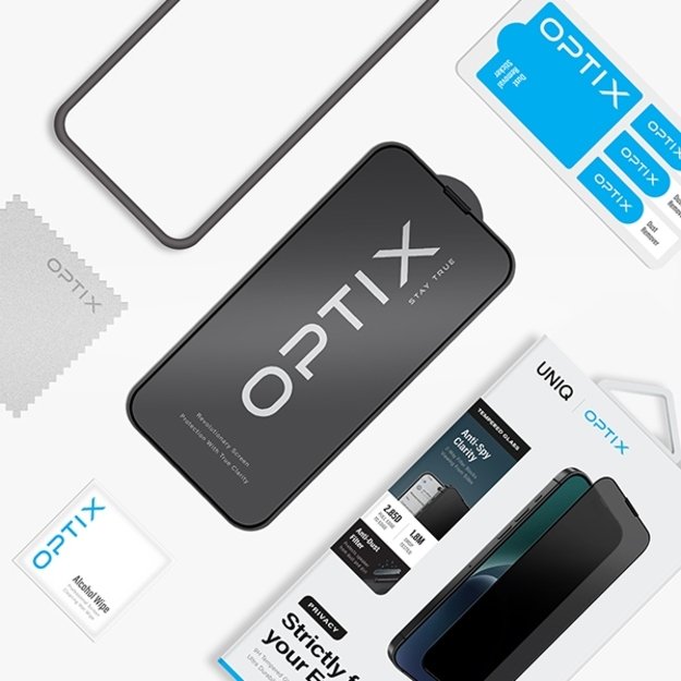 Uniq Optix Privacy tempered glass for iPhone 15 Pro Max with applicator 4