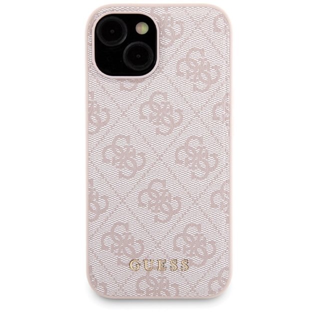 Guess 4G Metal Logo case set for iPhone 15 + 5000mAh MagSafe power bank - pink 2