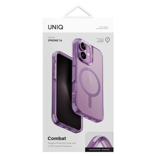 Uniq Combat iPhone 16 6.1&quot  Magclick Charging case pink/gray pink 3