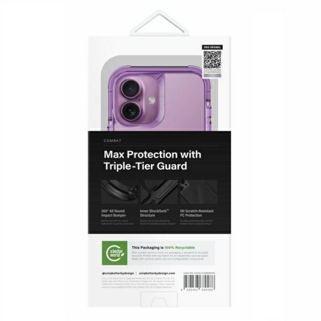 Uniq Combat iPhone 16 6.1&quot  Magclick Charging case pink/gray pink 4