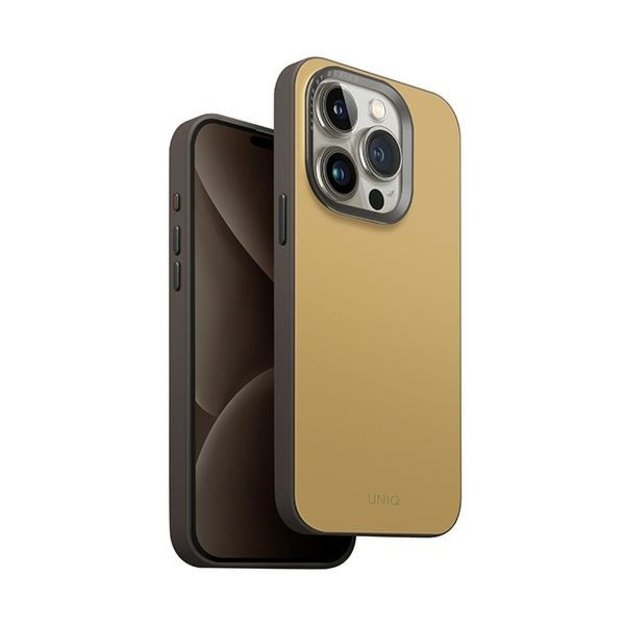 Uniq Lyden DS iPhone 15 Pro 6.1&quot  Magclick Charging case canary yellow-flint grey