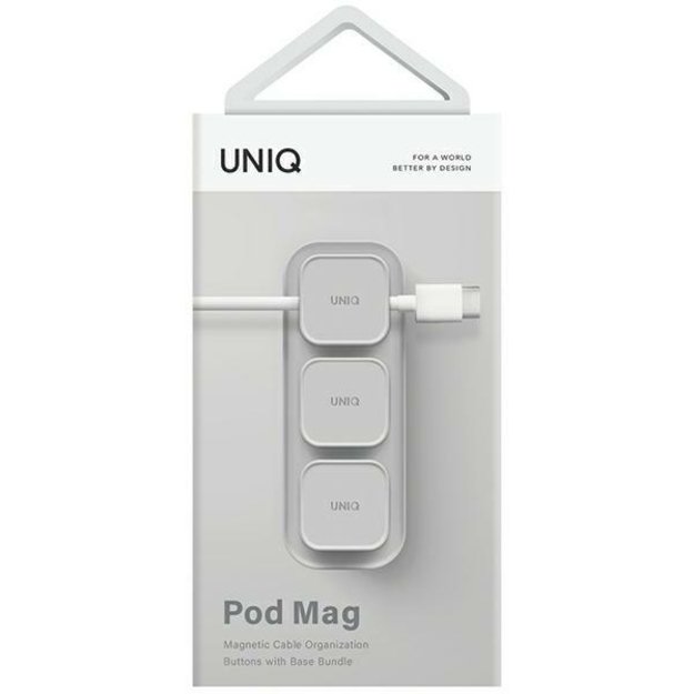 Uniq Pod Mag magnetic cable organizer + base gray/chalk gray 3