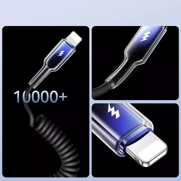 Joyroom S-A43 Crystal-Clear Series 3A USB-A - Lightning spiral cable 1.5m - black 6