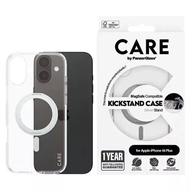 CARE by PanzerGlass Feature Kickstand Case iPhone 16 Plus 6.7&quot  silver/silver MagSafe 1327