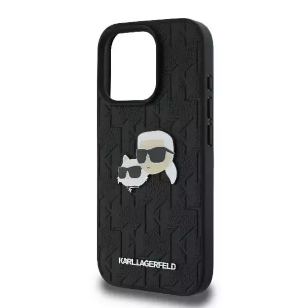 Karl Lagerfeld Monogram Karl &amp  Choupette Head Pin iPhone 16 Pro Case - Black 5