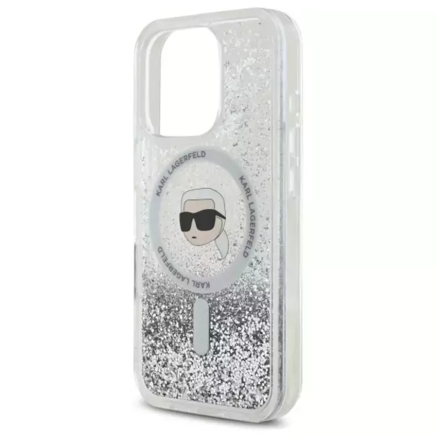 Karl Lagerfeld Liquid Glitter Karl Head Magsafe Case for iPhone 16 Pro - Clear 12