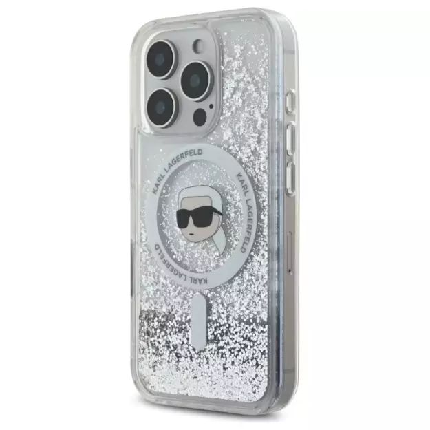 Karl Lagerfeld Liquid Glitter Karl Head Magsafe Case for iPhone 16 Pro - Clear 8