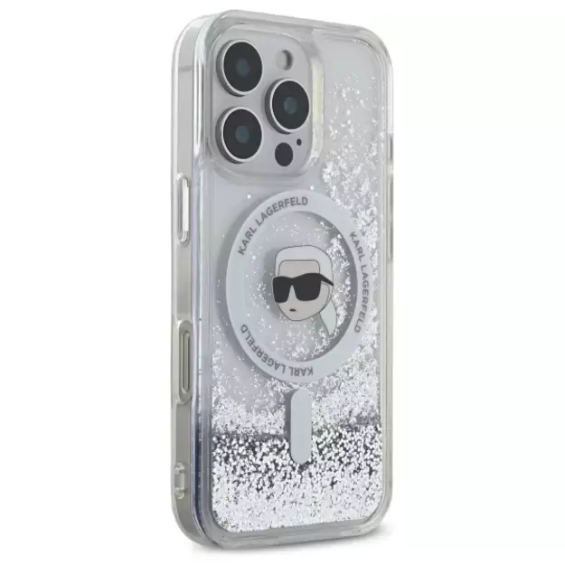 Karl Lagerfeld Liquid Glitter Karl Head Magsafe Case for iPhone 16 Pro - Clear 10