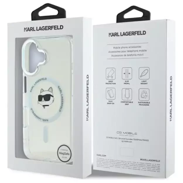 Karl Lagerfeld IML Metal Choupette Head MagSafe iPhone 16 Case - White 7