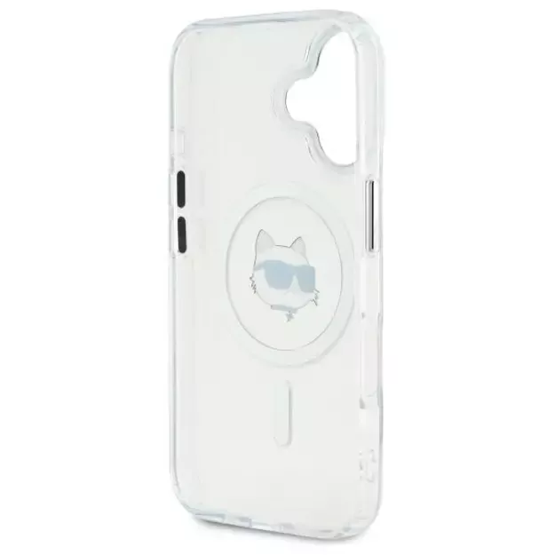 Karl Lagerfeld IML Metal Choupette Head MagSafe iPhone 16 Case - White 6