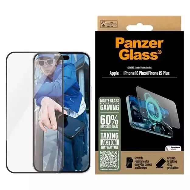 PanzerGlass Gaming Screen Protector iPhone 16 Plus 6.7&quot  Ultra-Wide Fit 2859