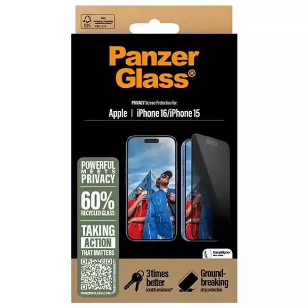 PanzerGlass Privacy Screen Protector iPhone 16 6.1&quot  Ultra-Wide Fit P2861 3