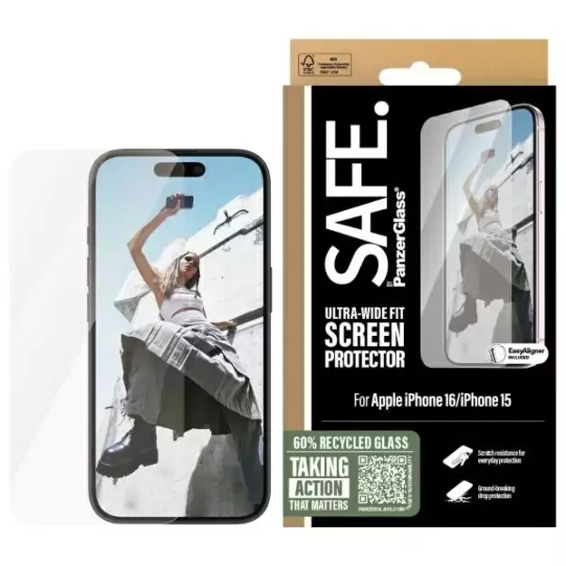 SAFE by PanzerGlass iPhone 16 6.1&quot  Screen Protector Ultra-Wide Fit SAFE95875