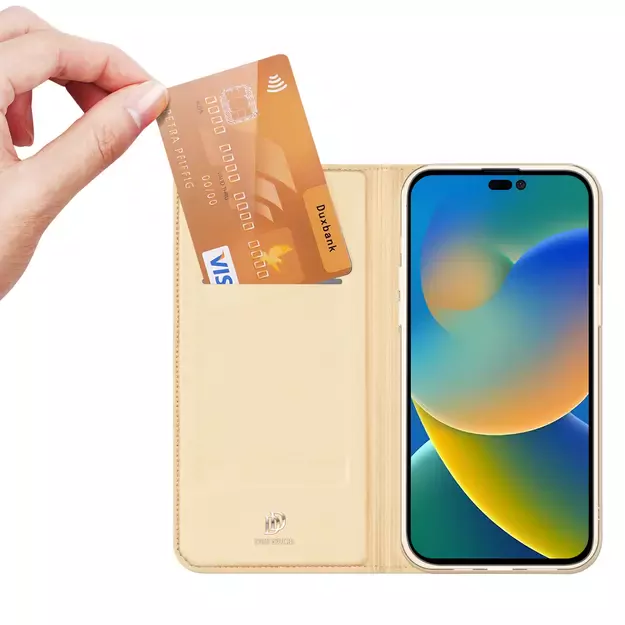 Dux Ducis Skin Pro Holster Flip Cover for iPhone 14 Pro gold 22