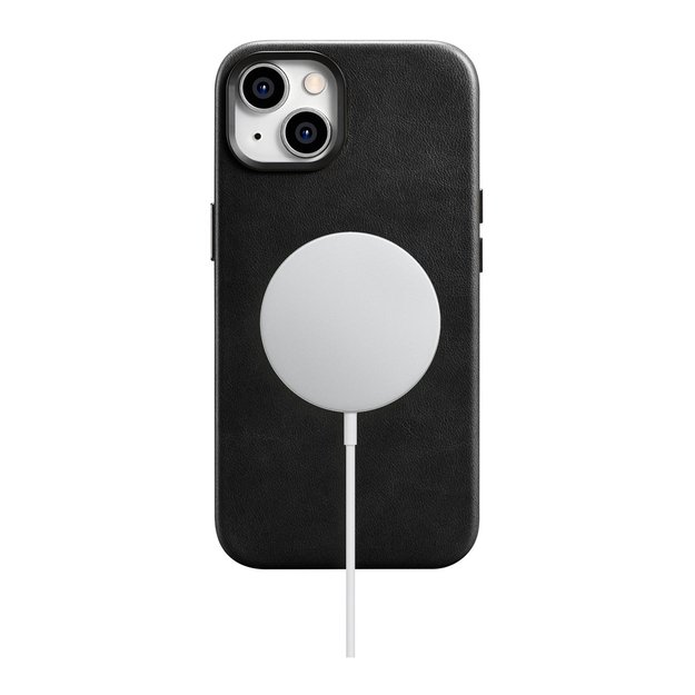 iCarer Oil Wax Premium Leather Case iPhone 14 Plus Magnetic Leather Case with MagSafe Black (WMI14220703-BK) 3