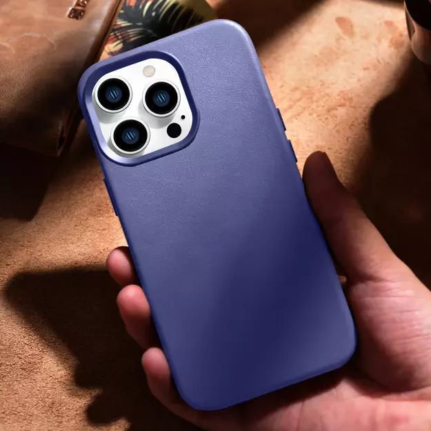 iCarer Case Leather Cover Genuine Leather Case for iPhone 14 Pro Max Light Purple (WMI14220708-LP) (MagSafe Compatible) 20