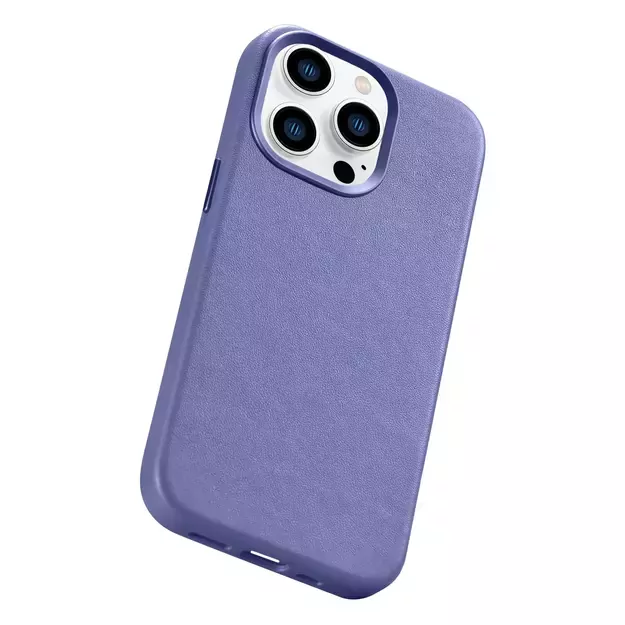 iCarer Case Leather Cover Genuine Leather Case for iPhone 14 Pro Max Light Purple (WMI14220708-LP) (MagSafe Compatible) 15