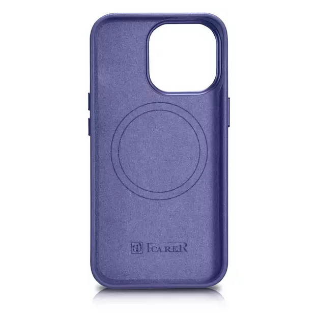 iCarer Case Leather Cover Genuine Leather Case for iPhone 14 Pro Max Light Purple (WMI14220708-LP) (MagSafe Compatible) 4